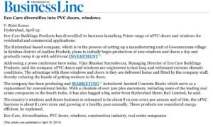 Eco Care Diversification into PVC Doors and Windows - Prime uPVC Profiles